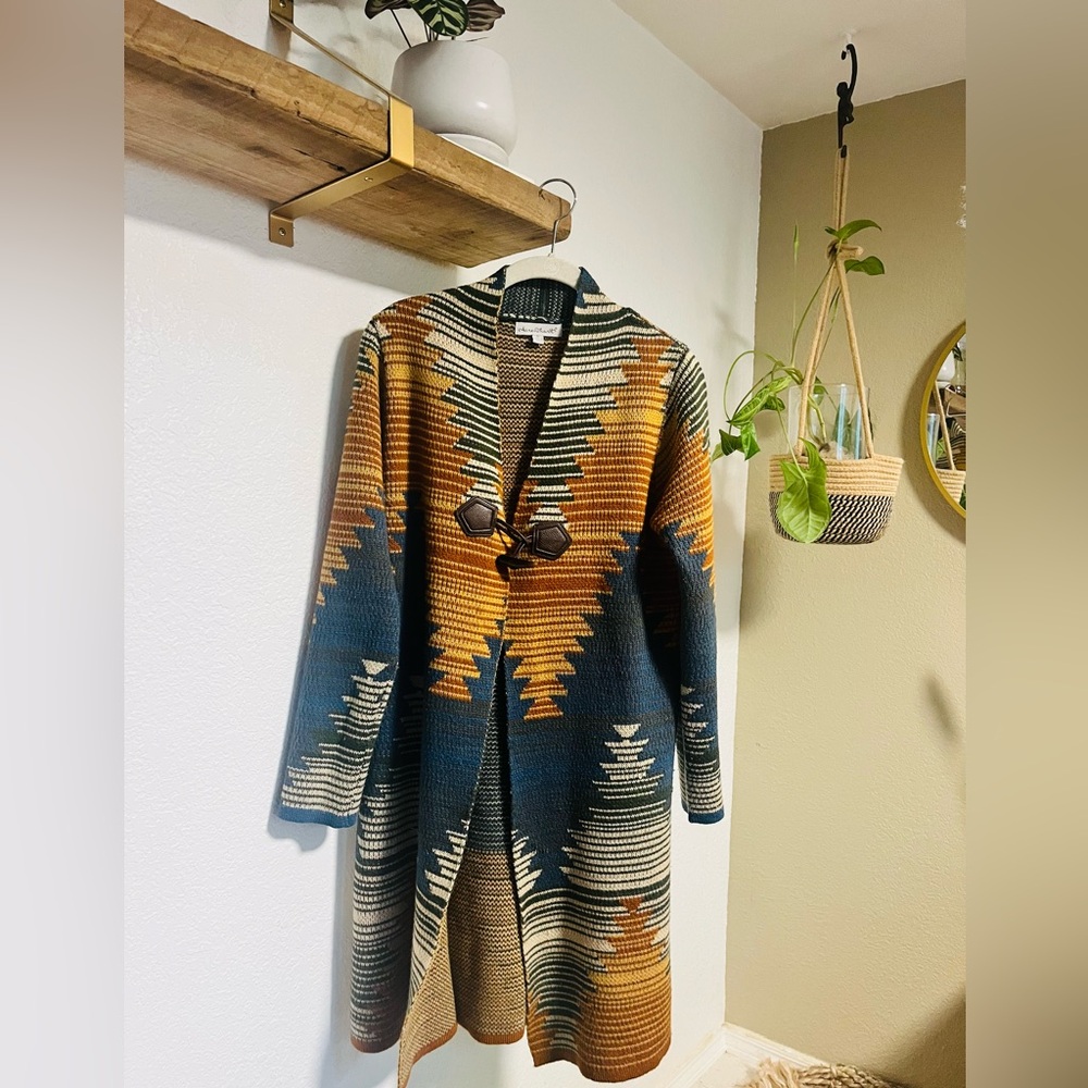 Keren hart Multicolor Geometric Cardigan sz small (duster, long line)